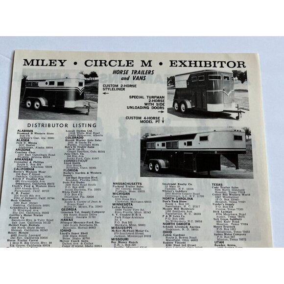 Miley Trailer Co Horse Trailers Vintage Print Ad 1970s Circle M Exhibitor - Picture 4 of 6